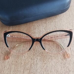 RES/REI Italian Handmade Cat-Eye Glasses Frame Pale Pink & Black 53-17-140